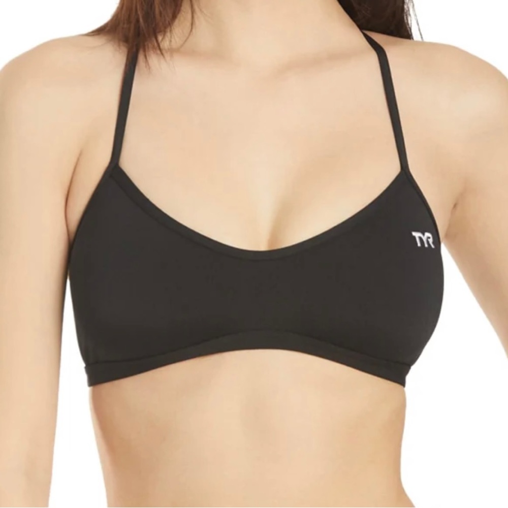 TYR Solid Trinity Bikini Top Black, Women’s Medium